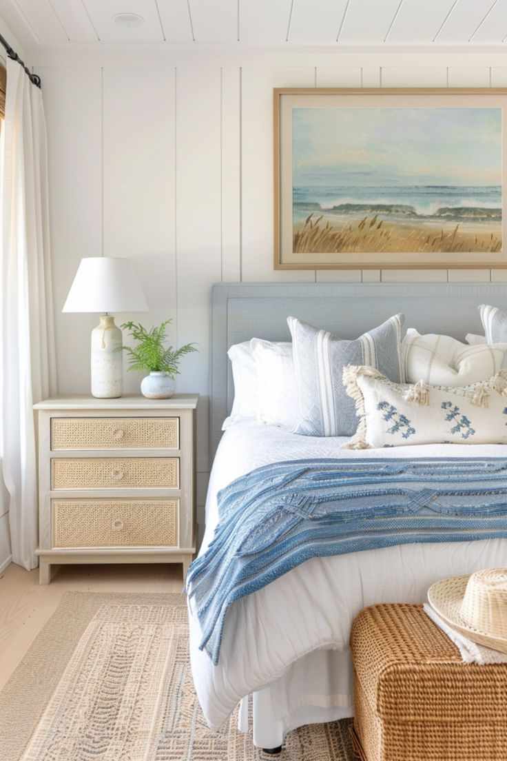 rattan-or-wicker-accents-modern-coastal-bedroom-decor-ideas