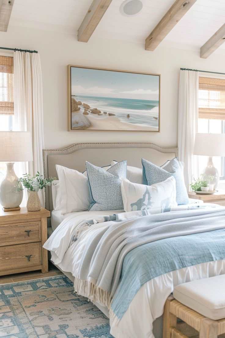 seaside-artwork-modern-coastal-bedroom-decor-ideas