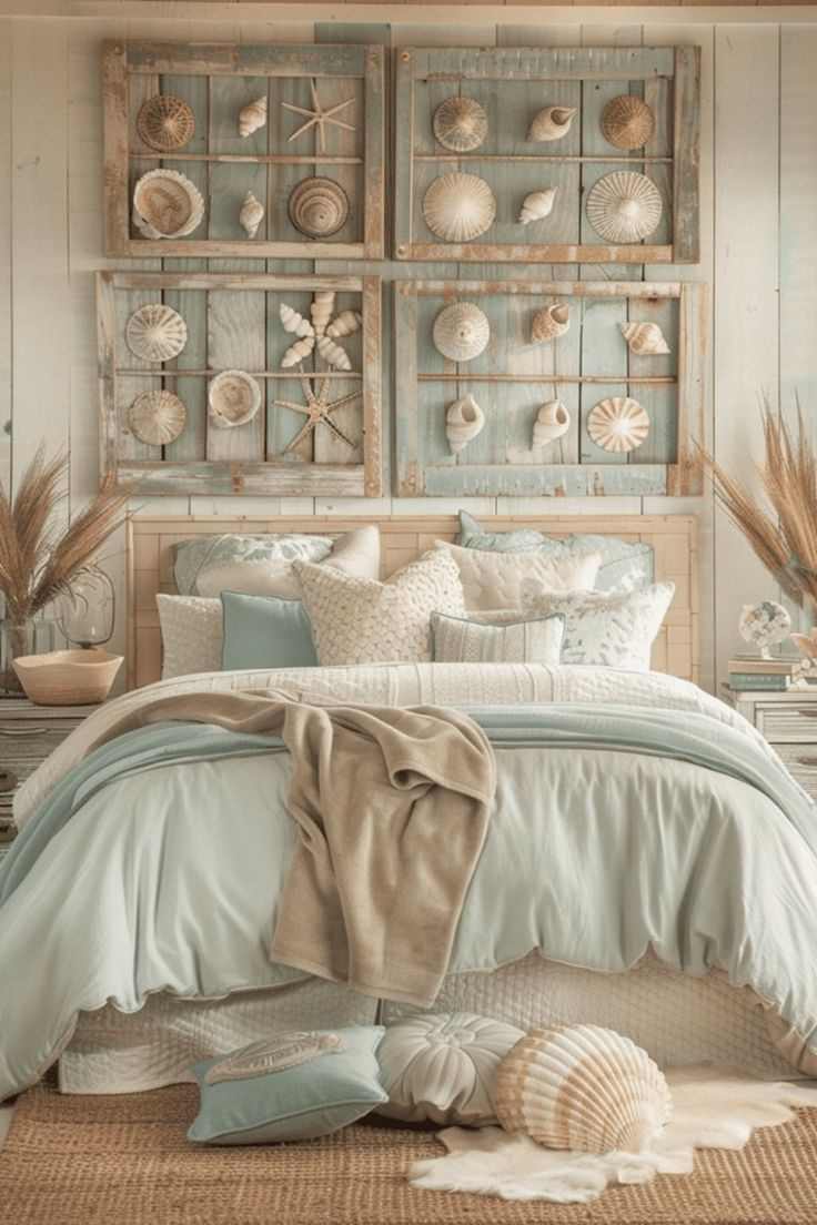 shell-decor-modern-coastal-bedroom-decor-ideas