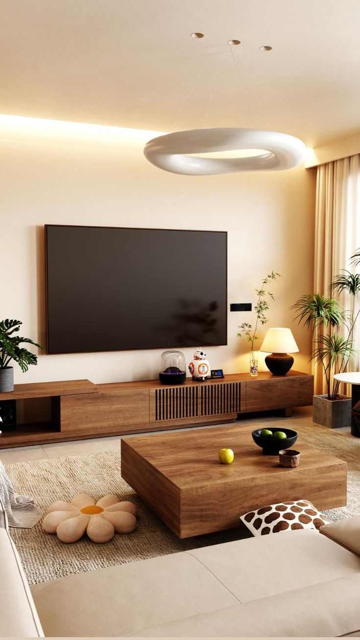 wall-mounted-tv-modern-small-apartment-living-room-ideas