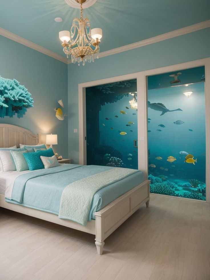 ocean-themed-wall-decals-romantic-coastal-bedroom-decor-ideas