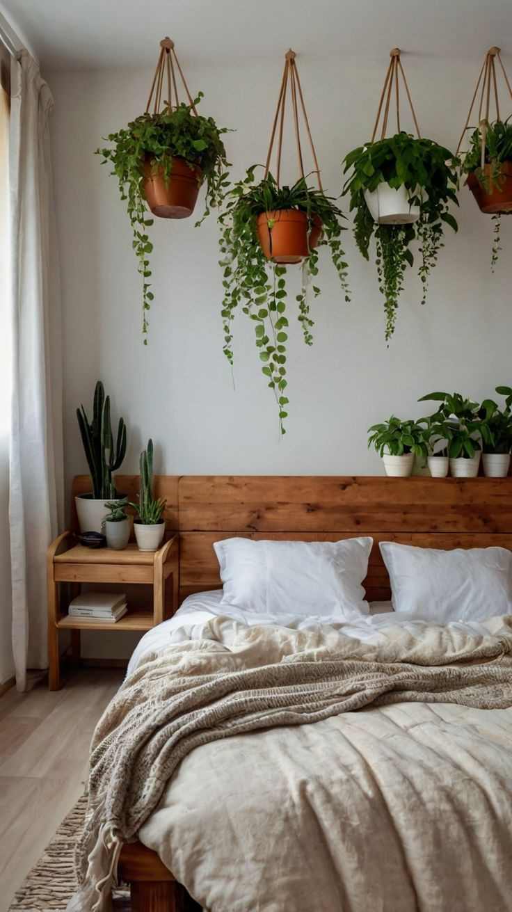 hanging-planters-boho-coastal-bedroom-ideas