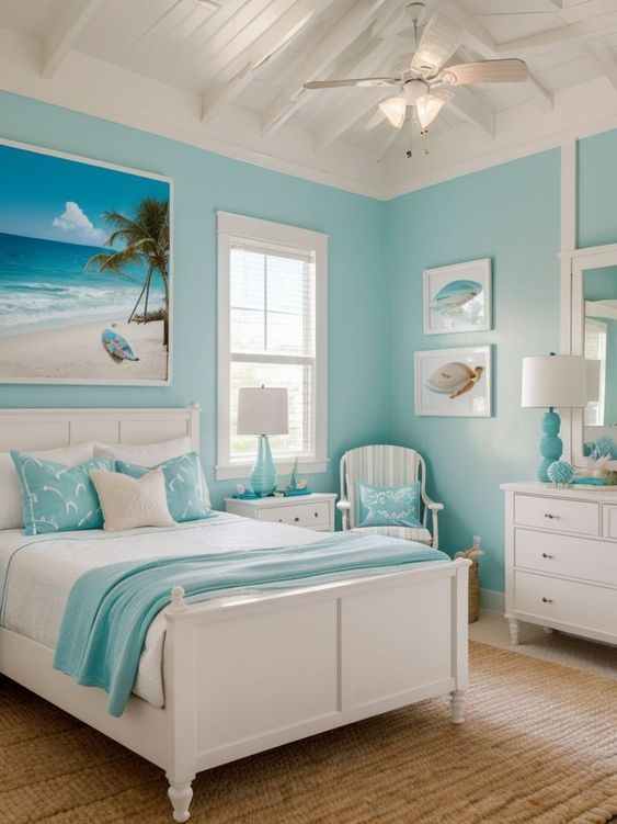 seagrass-rug-romantic-coastal-bedroom-decor-ideas