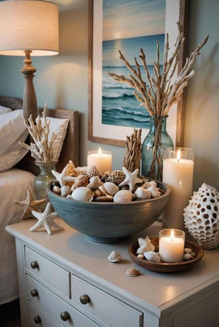 sea-shell-decor-boho-coastal-bedroom-ideas