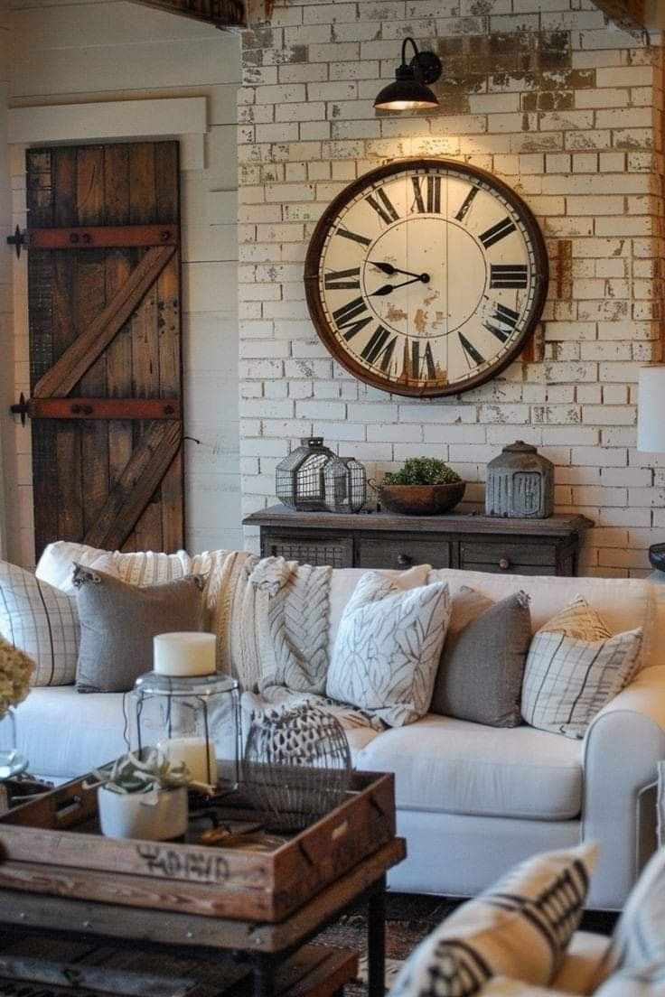 vintage-wall-clock-shabby-chic-living-room-ideas