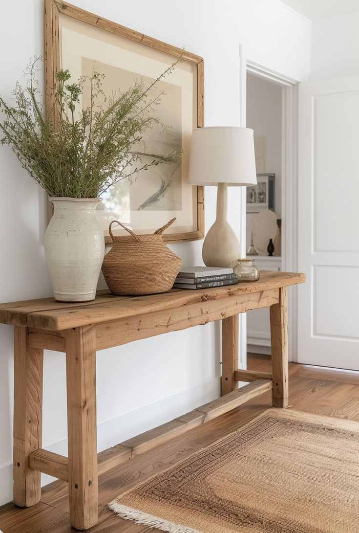 weathered-wood-furniture-coastal-entryway-decor-ideas