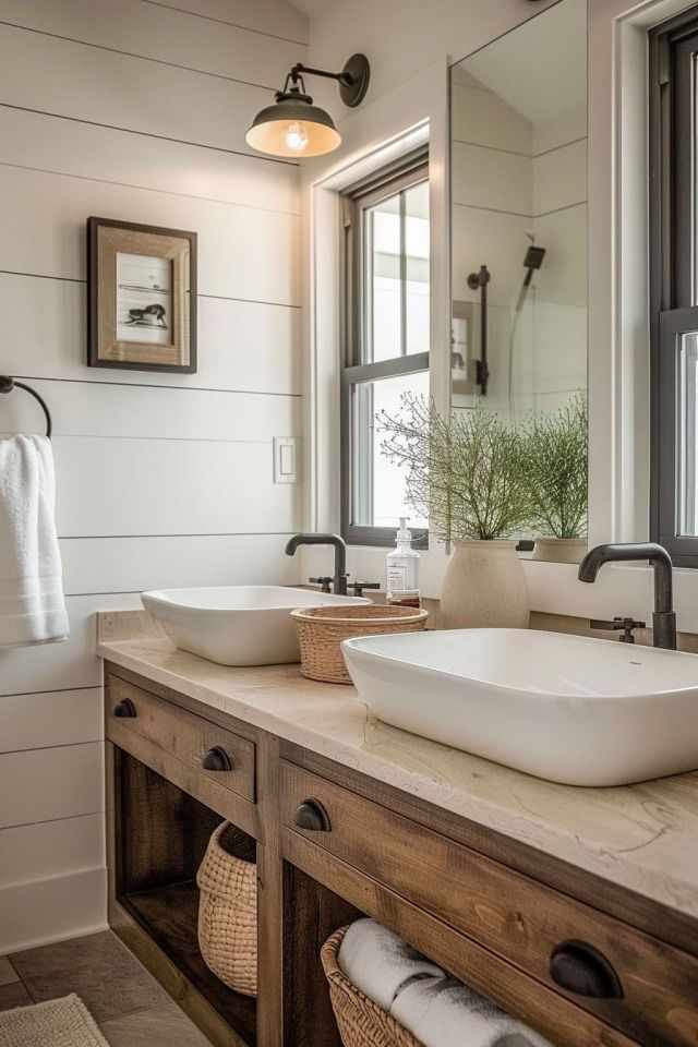 weathered-wood-accents-farmhouse-bathroom-decor-ideas