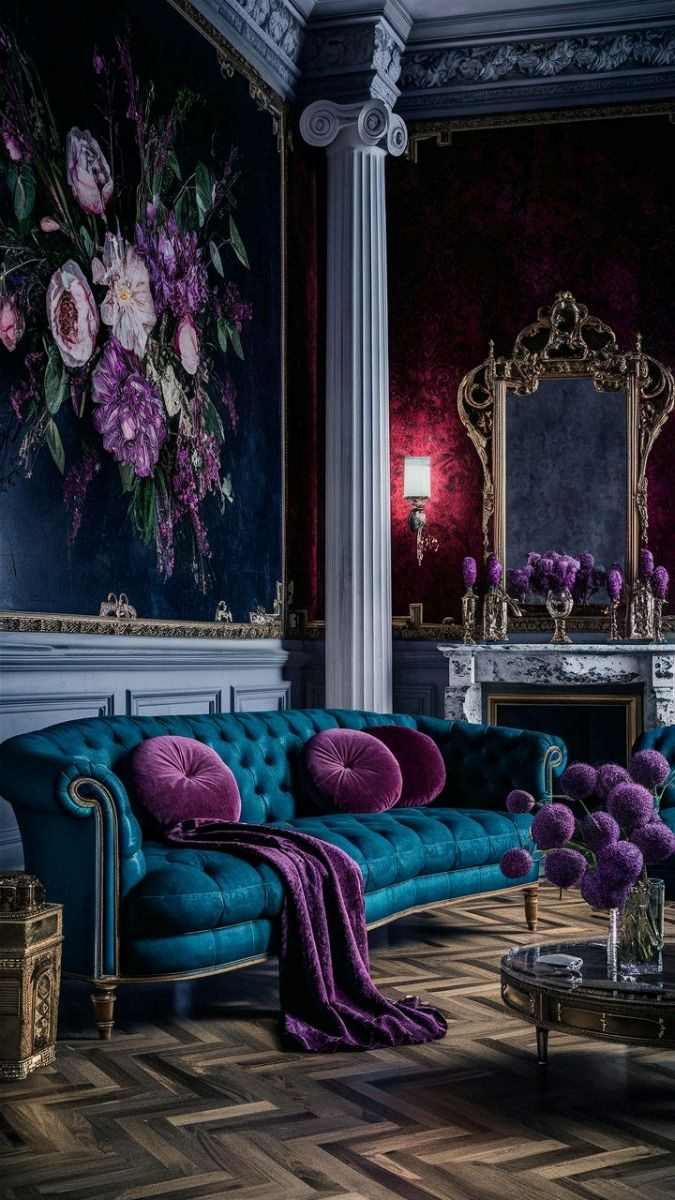 velvet-throws-33-cute-small-victorian-living-room-ideas