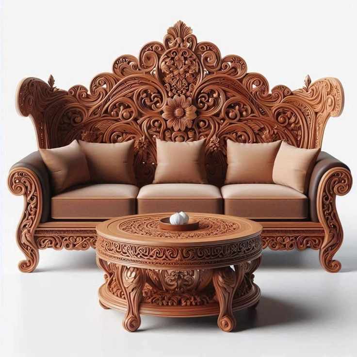 carved-wooden-coffee-table-33-cute-small-victorian-living-room-ideas