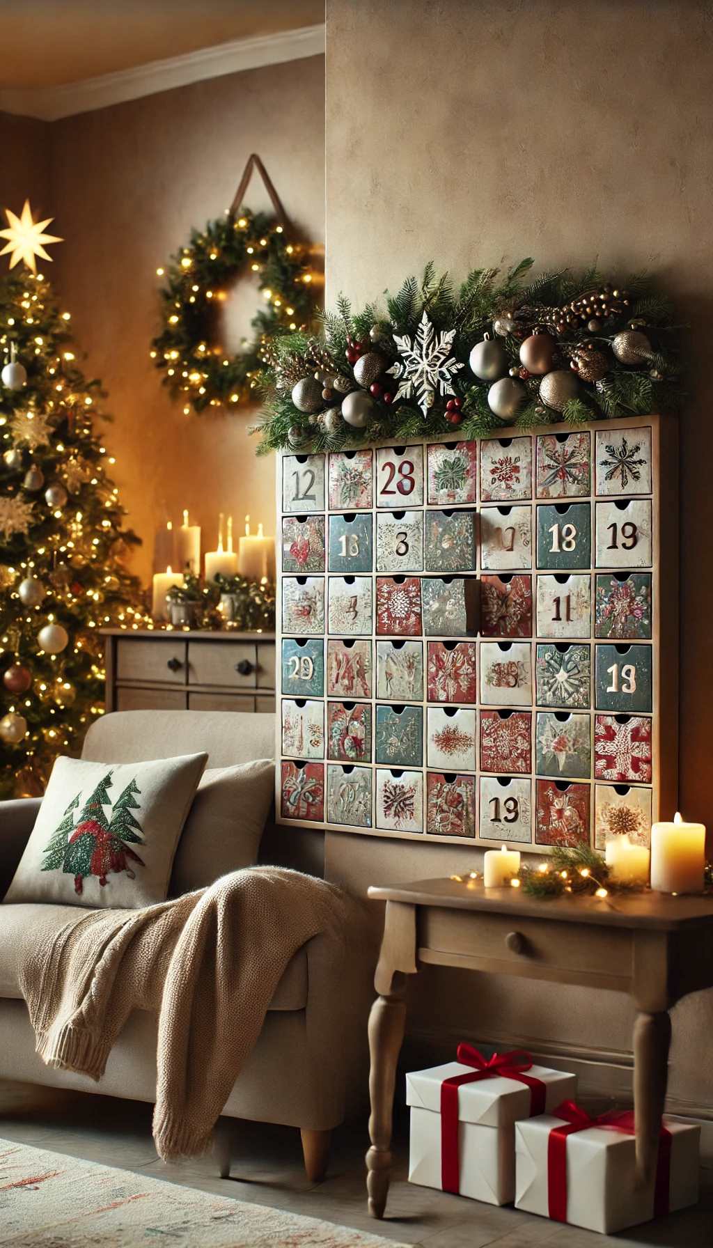 advent-calender-in-christmas-decorated-living-room