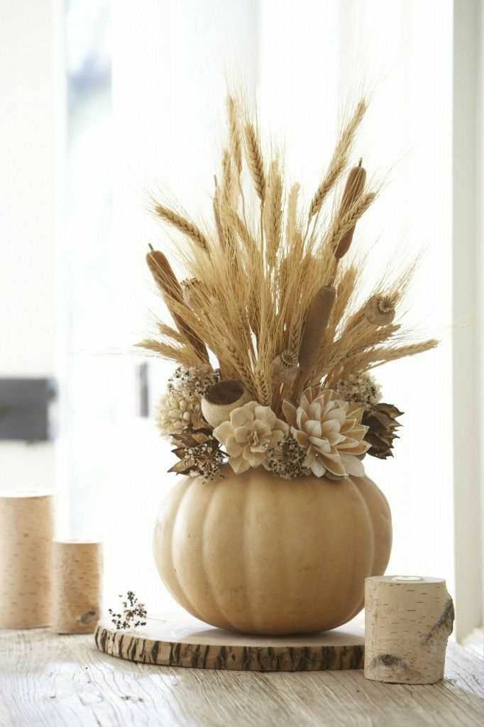 Gourd and Wheat Stalk Centerpieces 