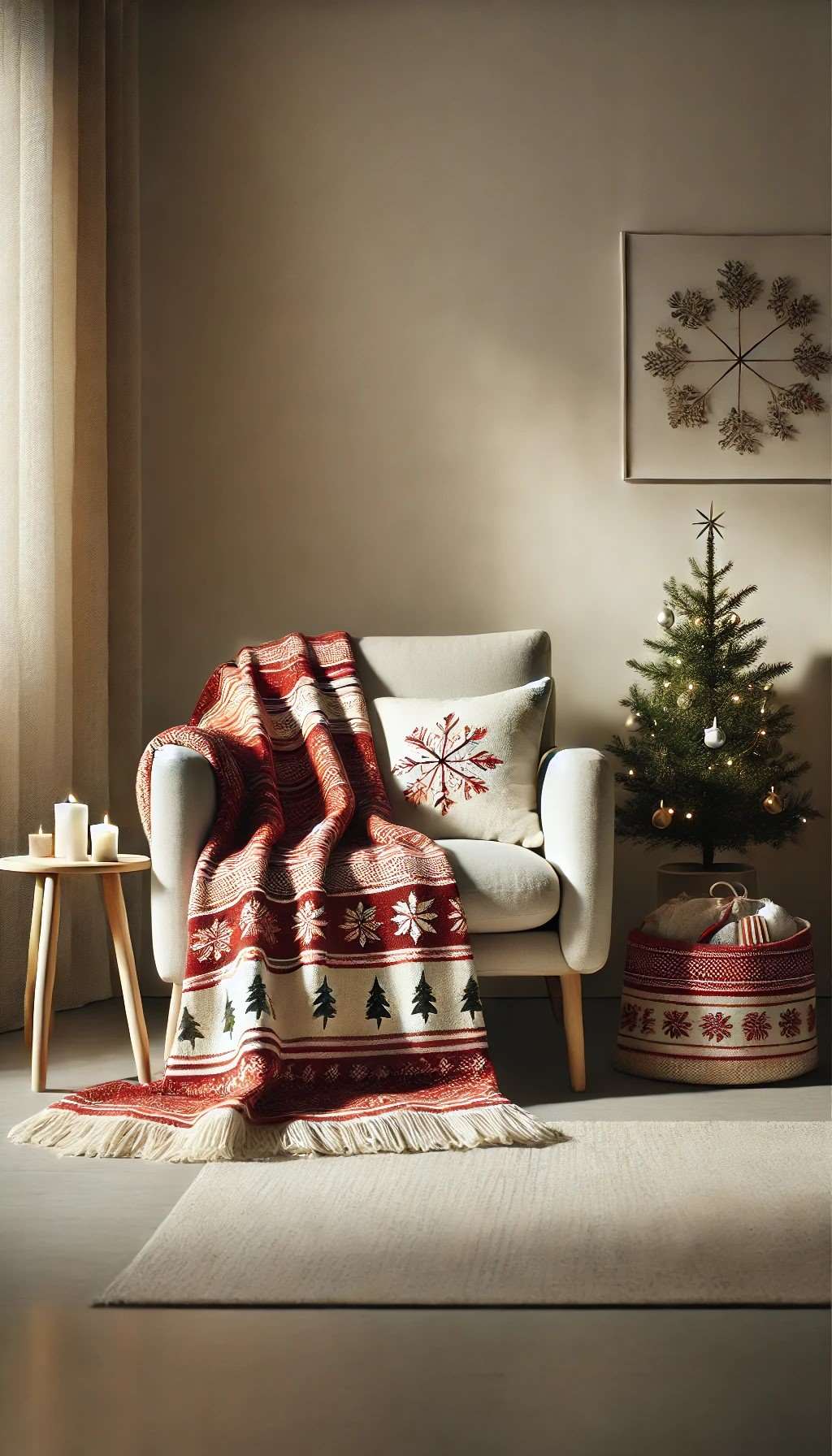 Holiday-themed-throw-pillows-in-christmas-decorated-living-room