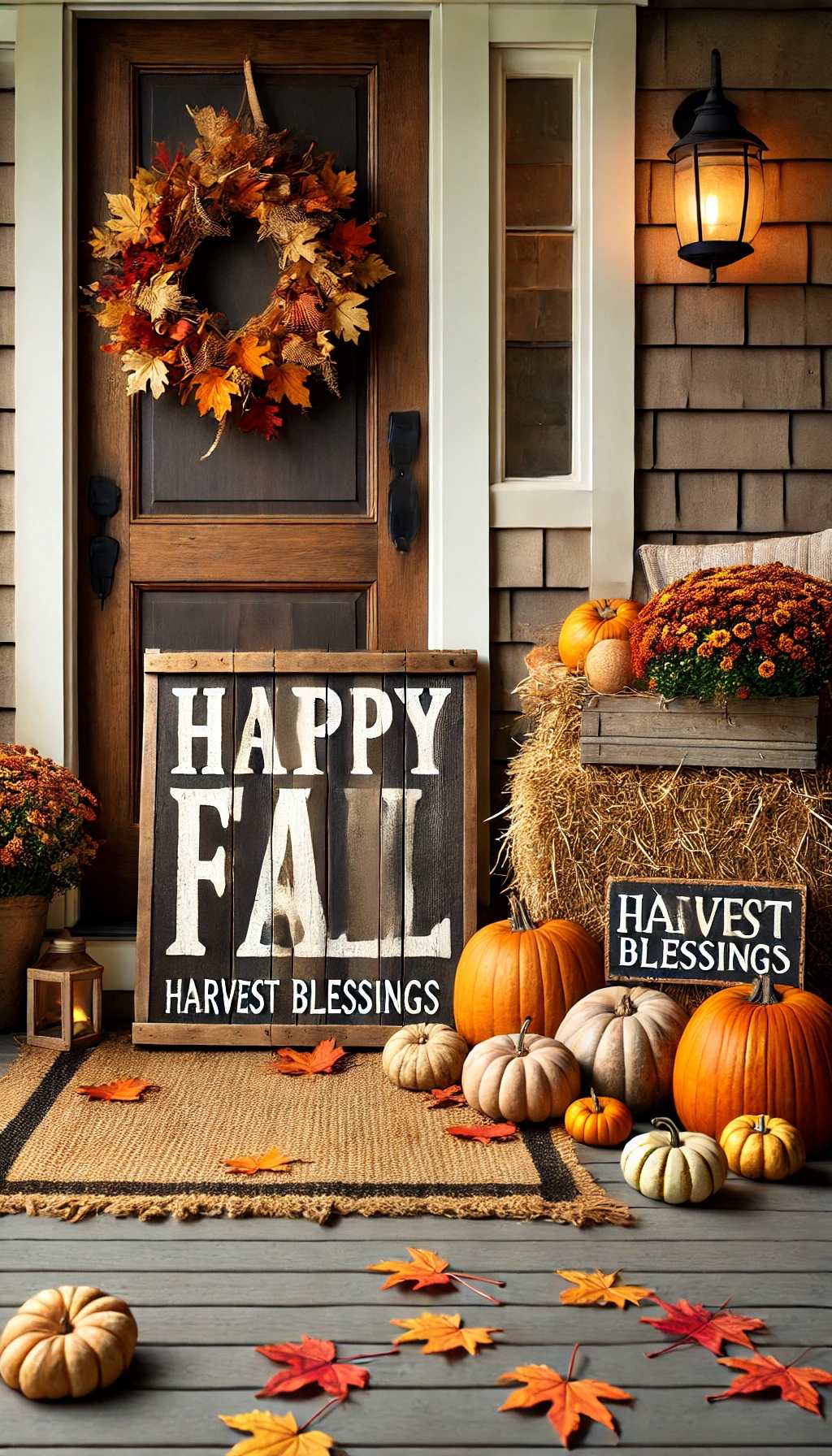 Rustic-Wooden-Signs-in-front-fall-porch