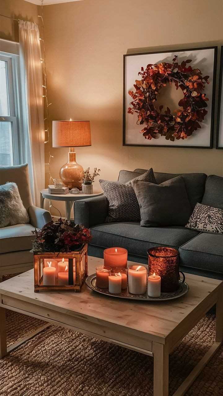 Warm-Toned-Candles-as-a-fall-decor-idea-for-home 