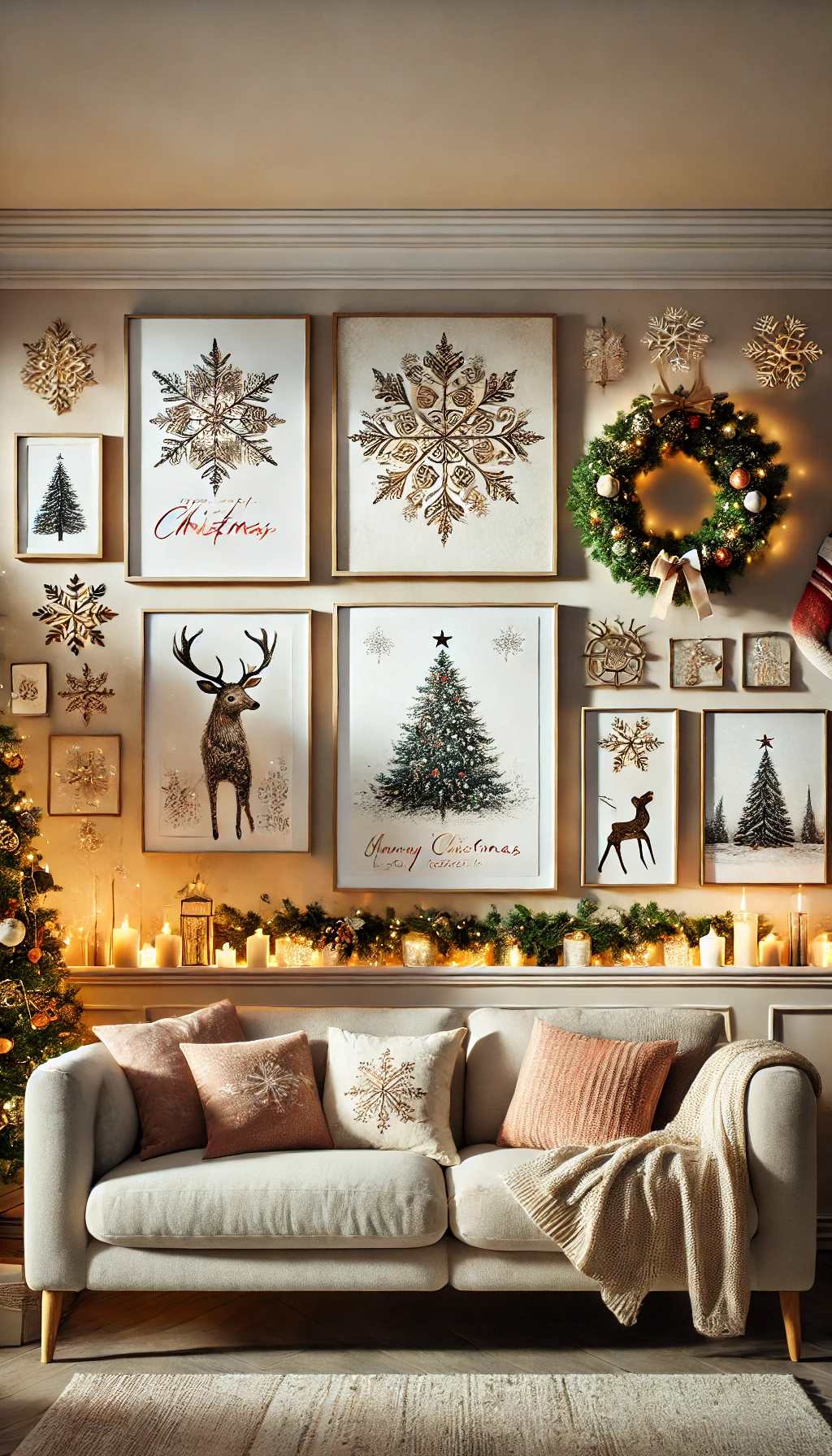 festive-wall art-in-christmas-decorated-living-room