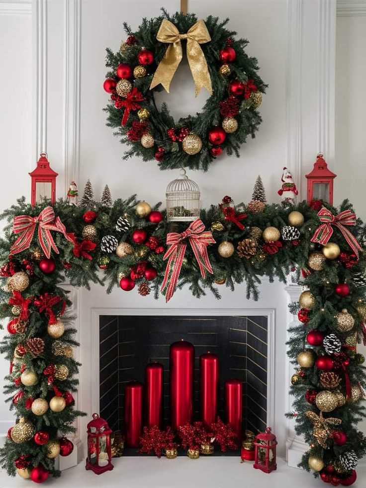 fireplace-garland-christmas-aesthetic-decor