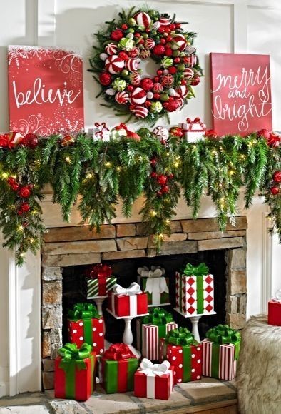 garland-wrapped-mantle-for-christmas-decor-ideas-for-living-room