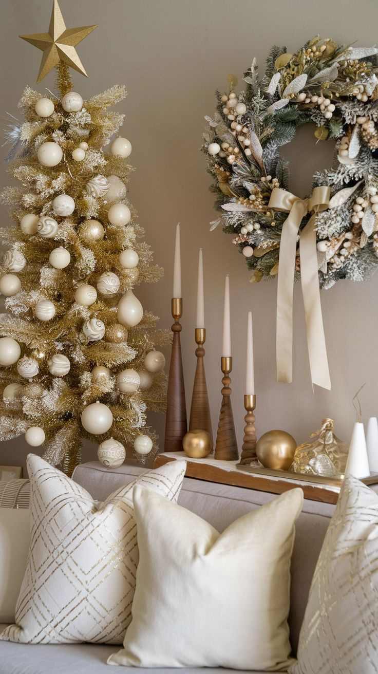 gold-and-white-elegance-christmas-vignette-ideas