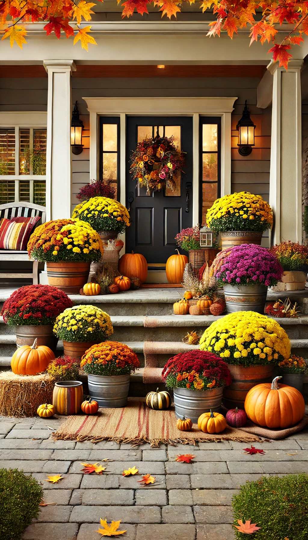 mum-in-platter-in-fall-front-porch-decor-ideas