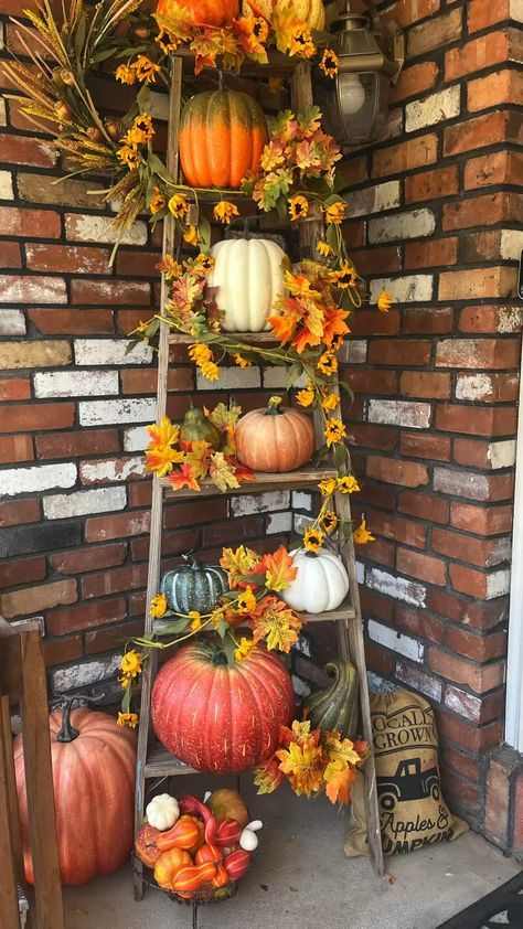 rustic-ladder-display-autumn-home-exterior-ideas