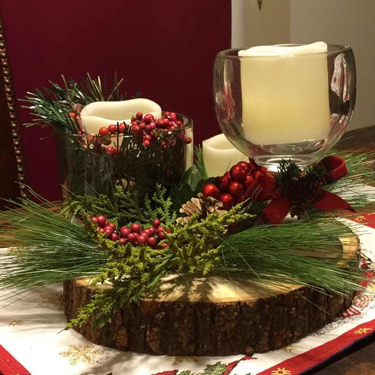 rustic-wood-slice-display-Christmas-centerpiece-diy-ideas