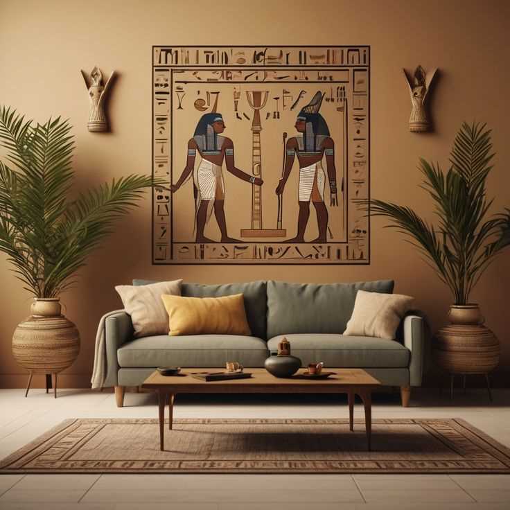 papyrus-artwork-egyptian-living-room-decor-ideas