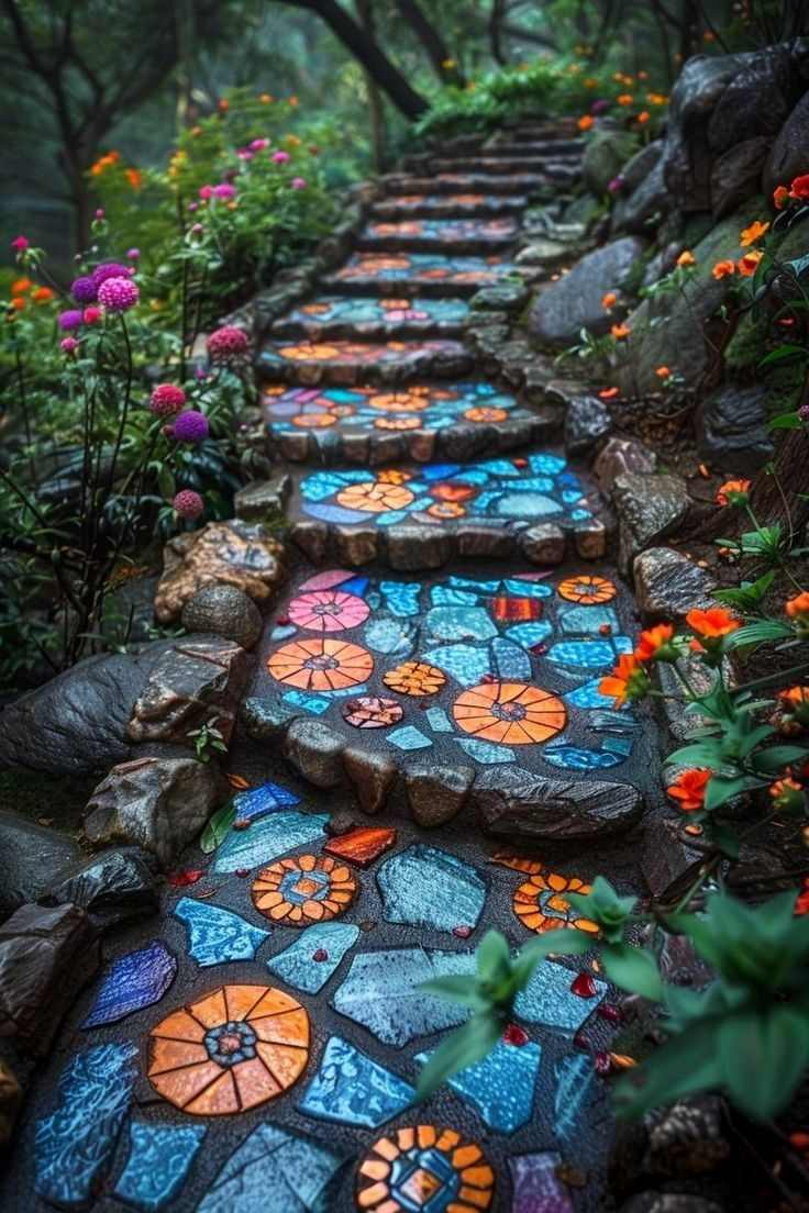 mosaic-stepping-stones-backyard-renovation-ideas