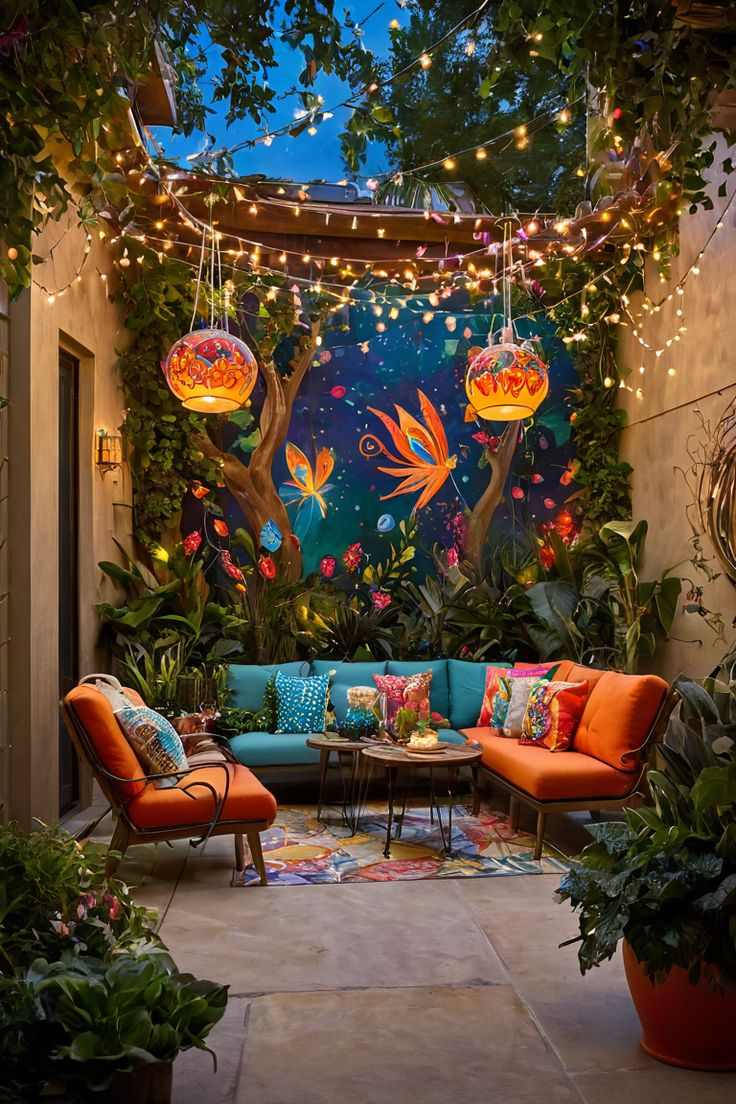 string-lights-boho-patio-decor-ideas