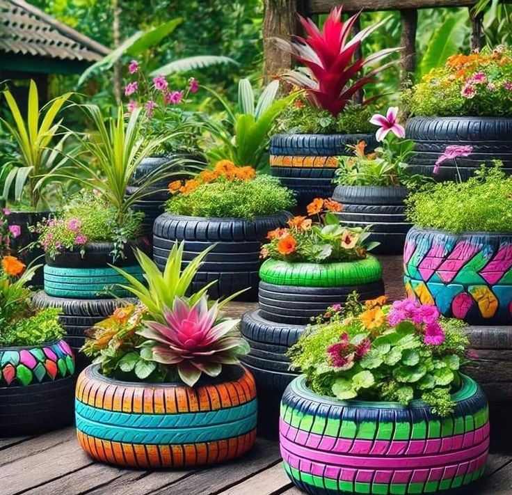 tyre-planters-backyard-renovation-ideas