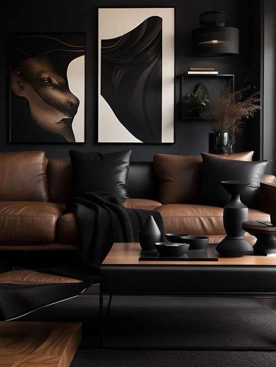 artwork-dark-living-room-ideas