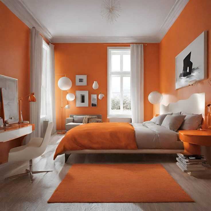 bright-orange-accent-wall-orange-bedroom-decor-ideas