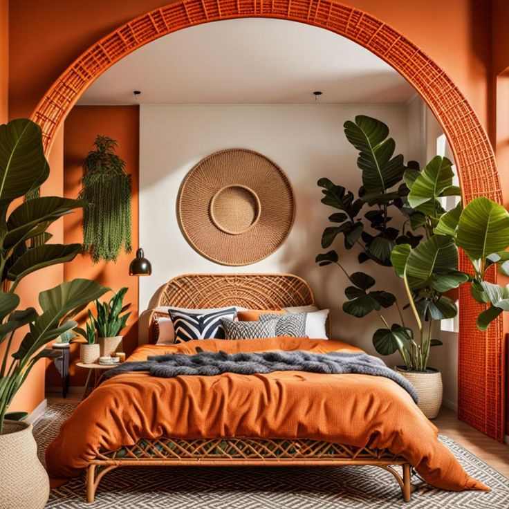 bohemian-orange-accents-orange-bedroom-decor-ideas