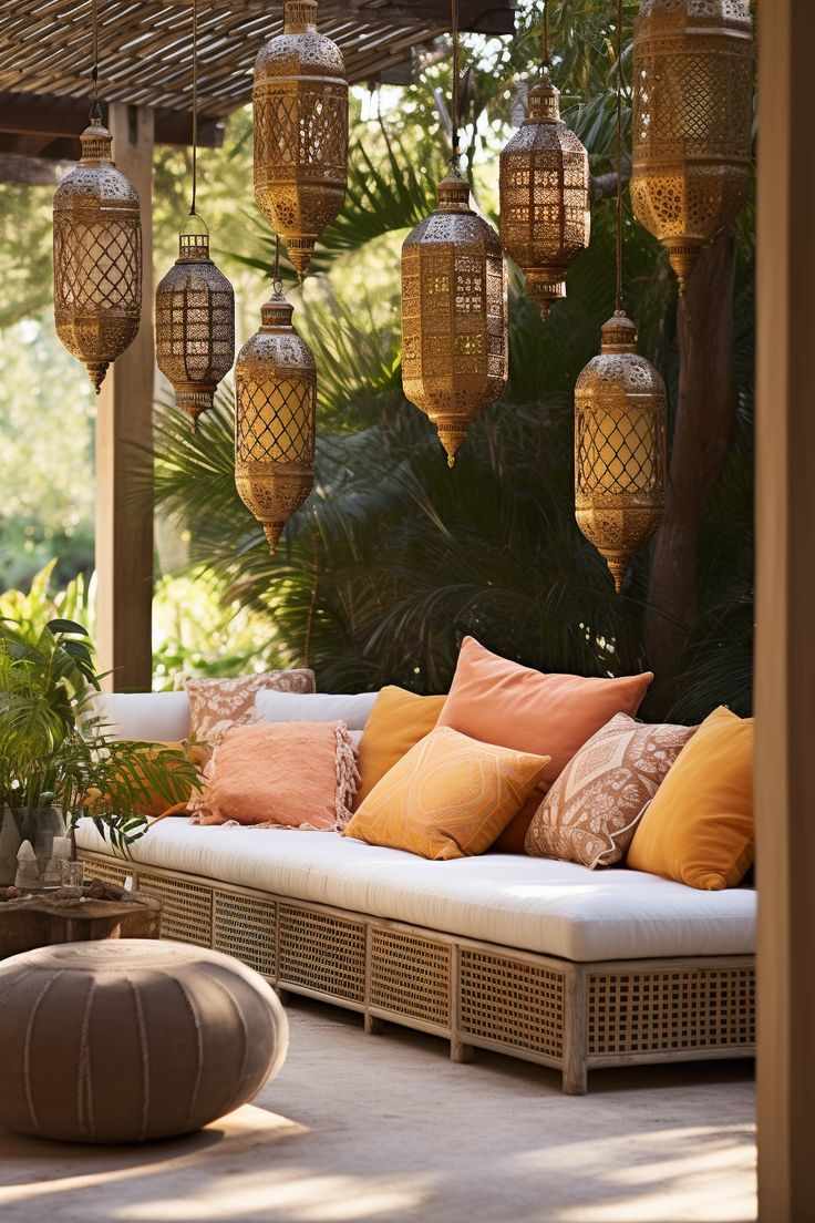 boho-throws-boho-patio-decor-ideas