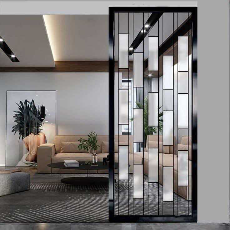 glass-partitions-dark-living-room-ideas