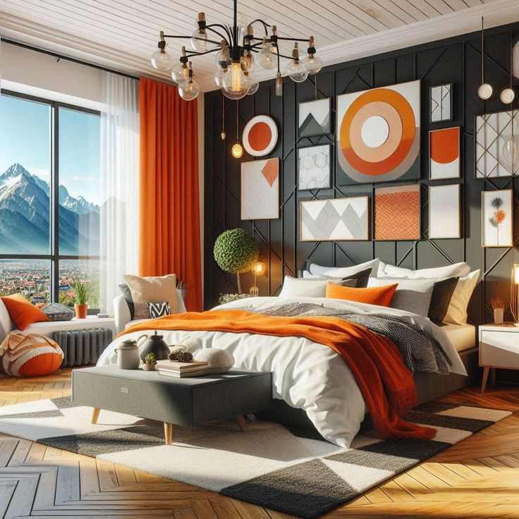 geometric-orange-wall-art