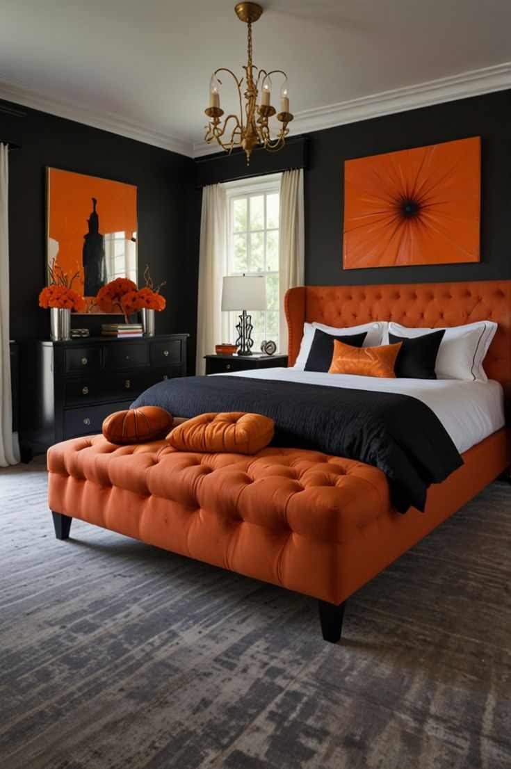 orange-headboard-orange-bedroom-decor-ideas