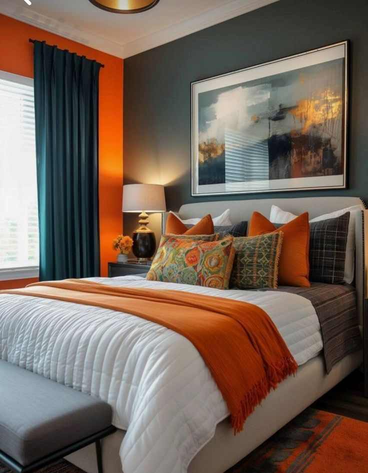 orange-and-grey-color-palette-orange-bedroom-decor-ideas