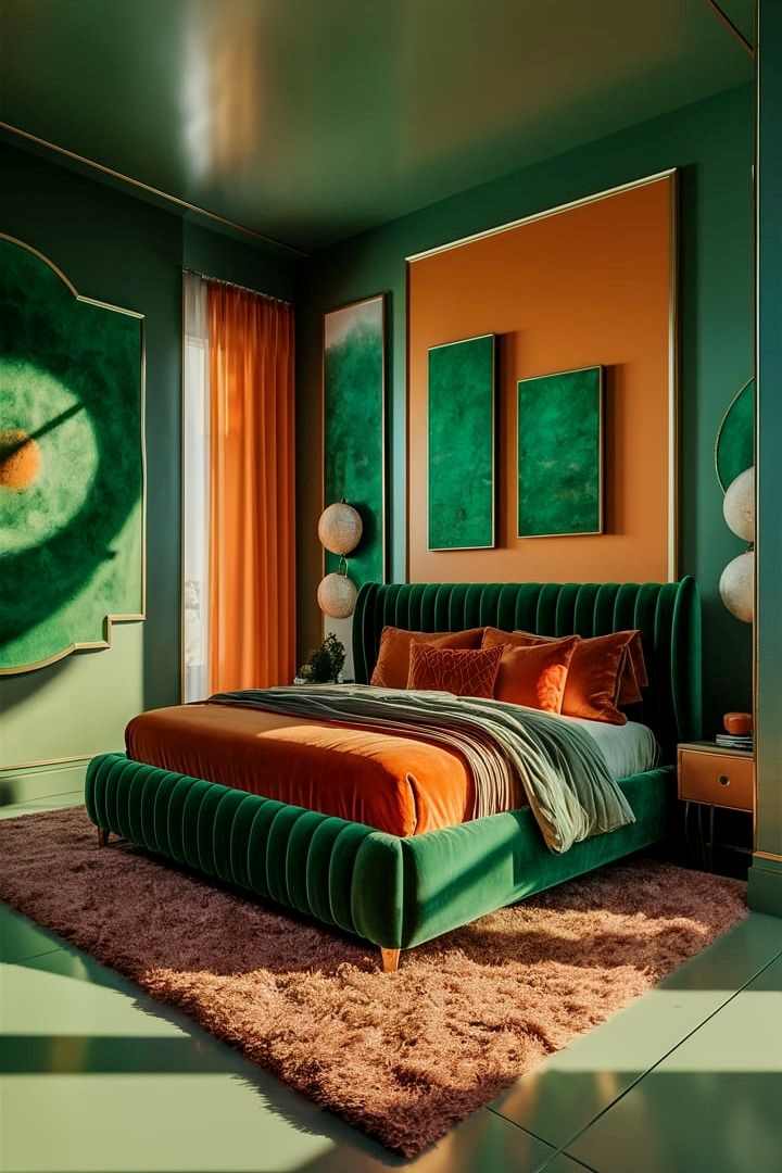 orange-and-green-accents-orange-bedroom-decor-ideas