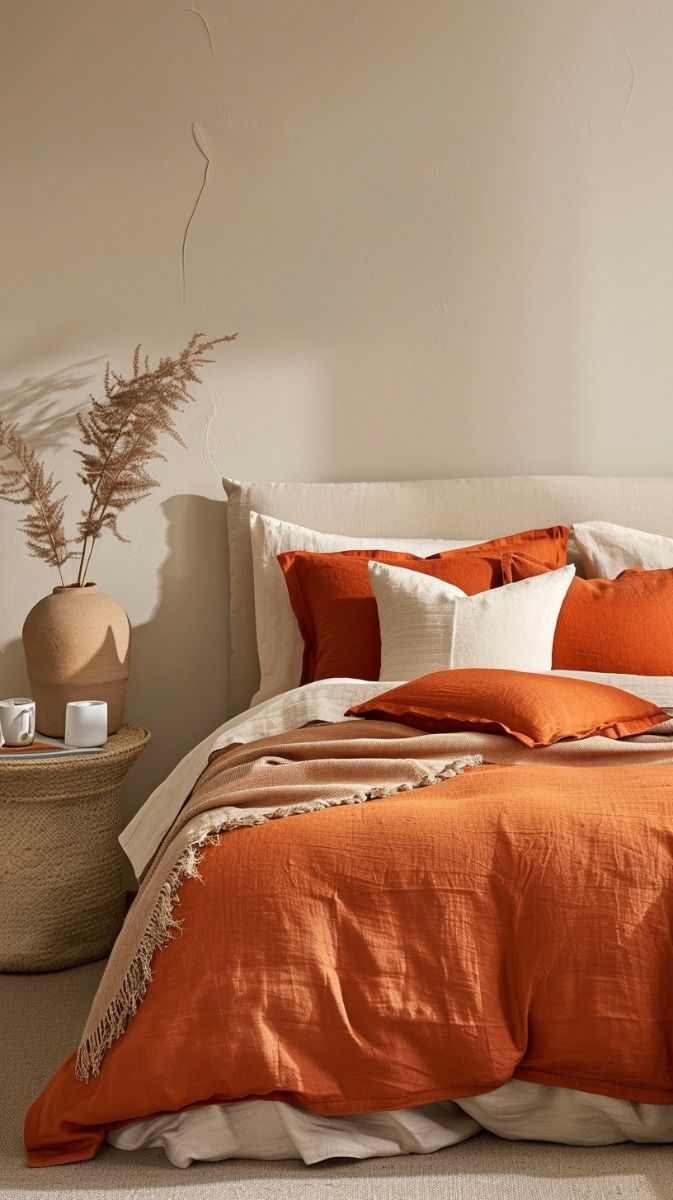 orange-quilted-bedspread-orange-bedroom-decor-ideas