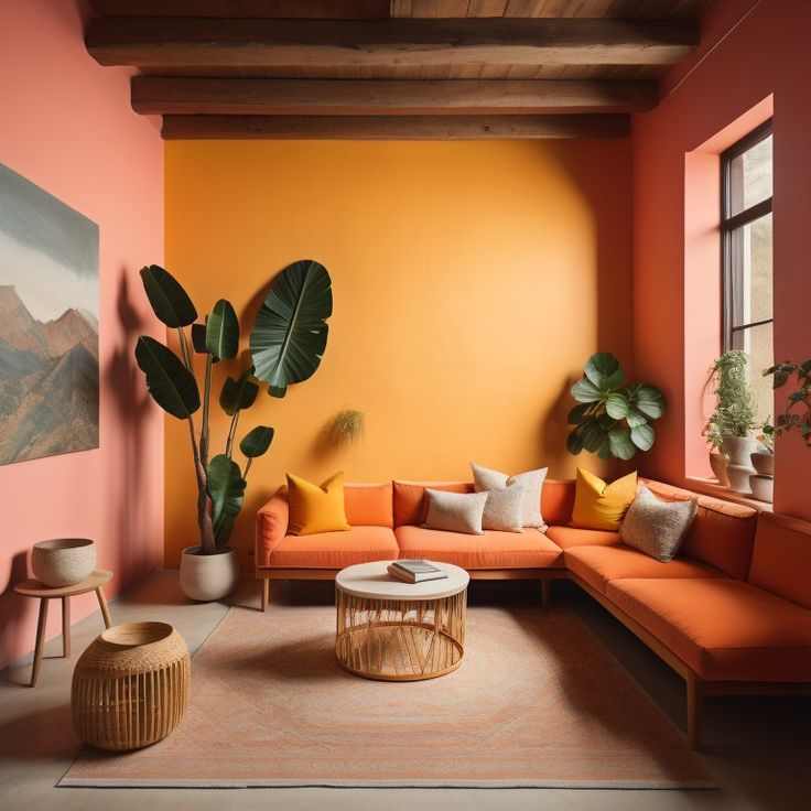 peachy-orange-walls-orange-bedroom-decor-ideas