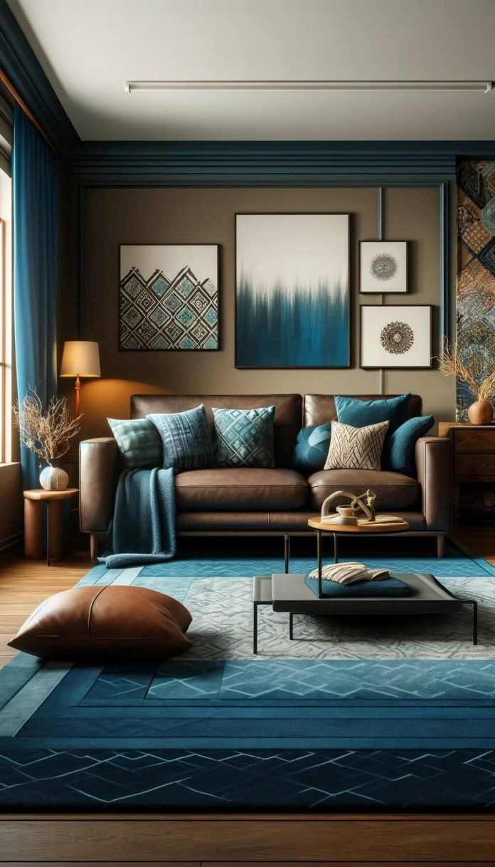 statement-rugs-dark-living-room-ideas