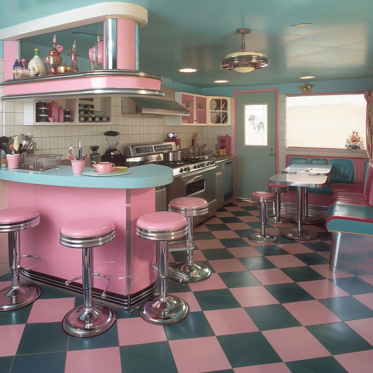 retro-bar-stool-for-a-diner-feel-vintage-inspired-kitchen-decor-ideas